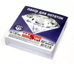 Папір для нотаток CRYSTAL 85х85мм 300арк. білий  не клеєний (33.1)