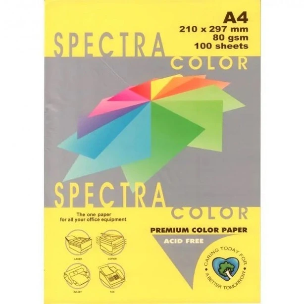 Папір кольоровий Crystal Color Lemon 210 А4 80г/м2 жовтий інтинсив 100 арк. (16.7537)