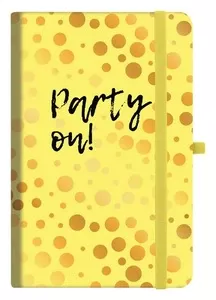 Зошит офісний "party_on"Optima А5 128арк. лінія тверда обкладинка з гумкою жовтий (O20812-32)