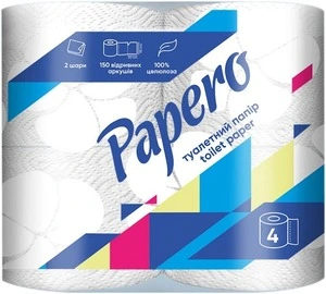 Туалетний папір Papero целюлозний 2-х шаровий 4рул/уп (TP055)