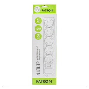 Мережевий фільтр живлення PaTron SP1053 3м 5 розеток чорний (EXT-PN-SP-1053). Фото 2