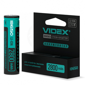 Акумулятори Videx із захистом LI-LON 18650 2800 MAN color box 1 шт/уп. (293011)