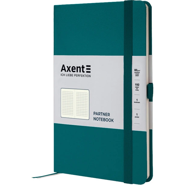 Зошит офісний Axent Partner 125х195 96 арк. клітинка тверда палітурка малахіт (8201-31-A). Фото 2