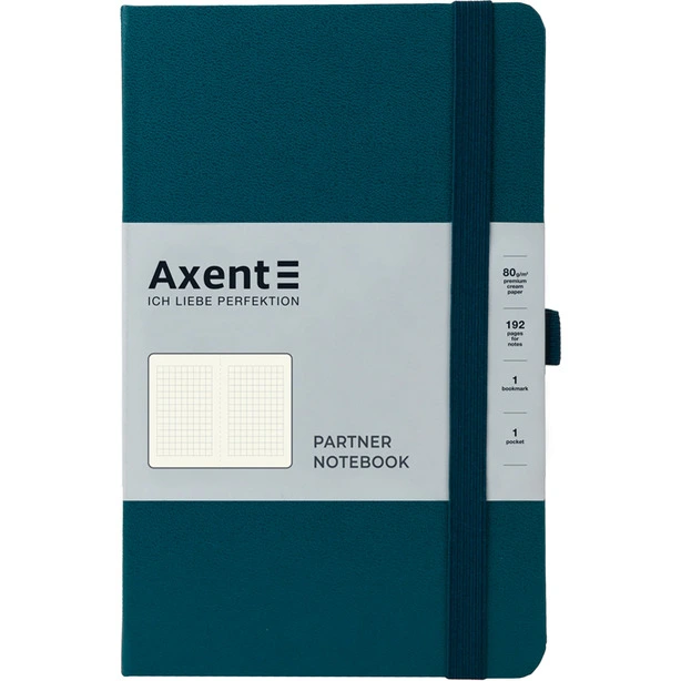 Зошит офісний Axent Partner 125х195 96 арк. клітинка тверда палітурка малахіт (8201-31-A)