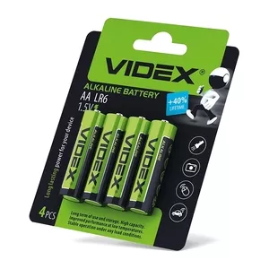 Батарейки Videx LR06/АА лужні 1.5 V 4шт/уп  (007005)