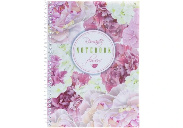 Зошит офісний Economix "Spring Mood Pink Flowers" А5 80арк. пружина збоку клітинка пластикова політурка асорті (E21952-04)