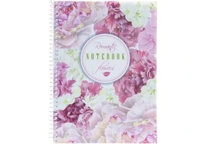 Зошит офісний Economix "Spring Mood Pink Flowers" А5 80арк. пружина збоку клітинка пластикова політурка асорті (E21952-04)