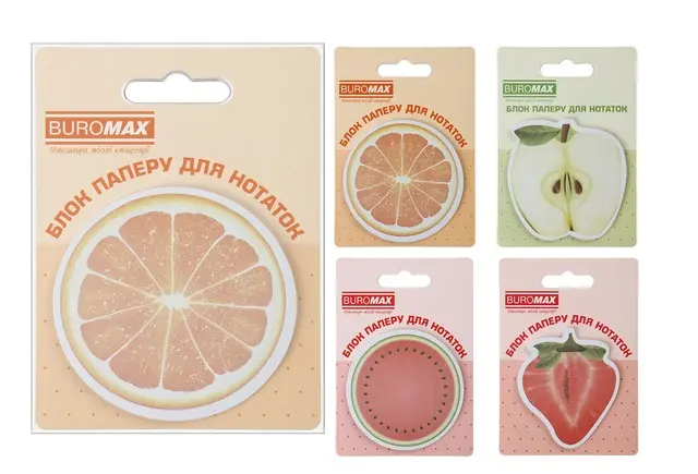 Стікер клейкий фігурний Buromax 70х70мм 30арк. асс (BM.2381). Фото 2