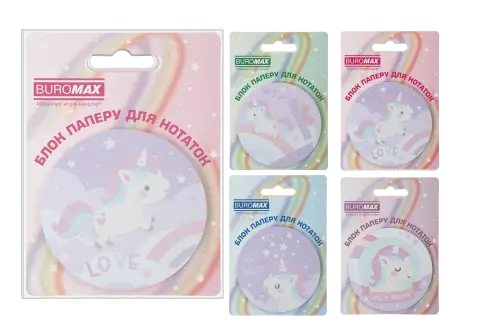 Стікер клейкий фігурний Buromax 70х70мм 30арк. асс (BM.2381). Фото 5