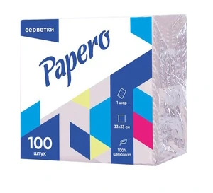 Серветки барні 240х240мм одношарові 100шт білі Papero NS031 (0215002)