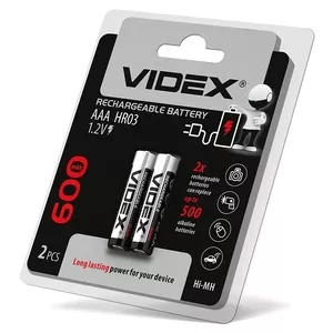 Акумулятори Videx HR03/ААА нікель-металогідридні 1.2 V/600 mAh 2 шт/уп. (291826)