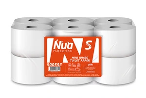 Туалетний папір Джамбо Стандарт целюлозний 2-х шаровий  NUA 150м 12 рул/уп на гільзі білий (500592)