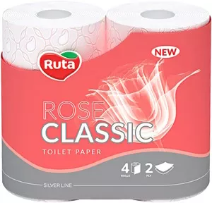 Туалетний папір Ruta Classic целюлозний 2-х шаровий 4 рул на гільзі рожевий (894131)