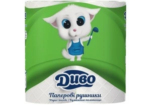 Рушники паперові ТМ Диво Aroma 2-х шарові 2шт/уп  на гільзі білі (837443)