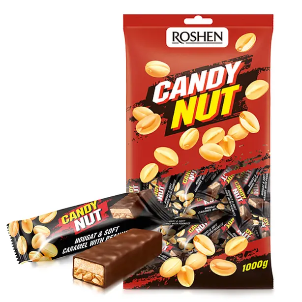Цукерки ROSHEN Candy Nut м`ягка карамель з арахісом червоний 1кг (624001)