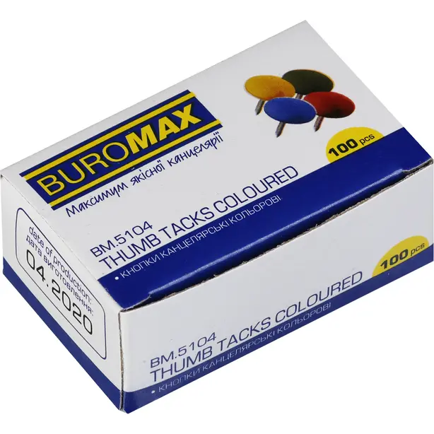 Кнопки Buromax кольорові d 10х8 мм в упаковці 100 шт (BM.5104)