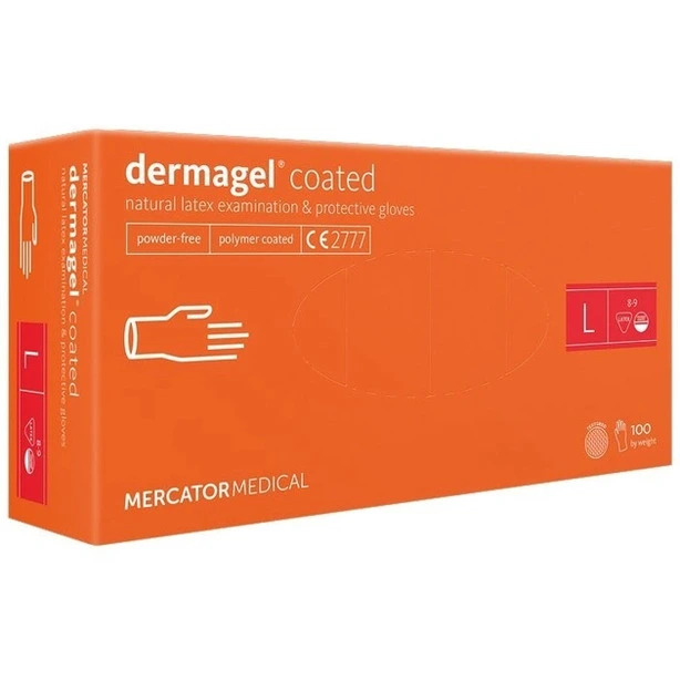 Рукавиці латексні Dermagel нестерильні без пудри L 100 шт/уп (6634005)