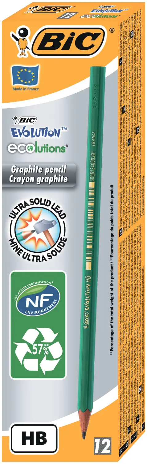 Олівець чорнографітний BIC Evolution пластиковий шестигранний HB без гумки (bc8803112). Фото 2