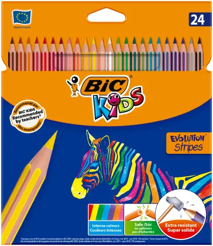 Олівці кольорові BIC "Єволюшн Страйпс"  24 шт (bc950525)
