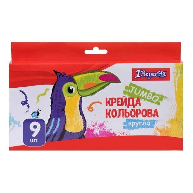 Крейда JUMBO 1Вересня "Zoo Land" кольорова 9 шт. (400447)