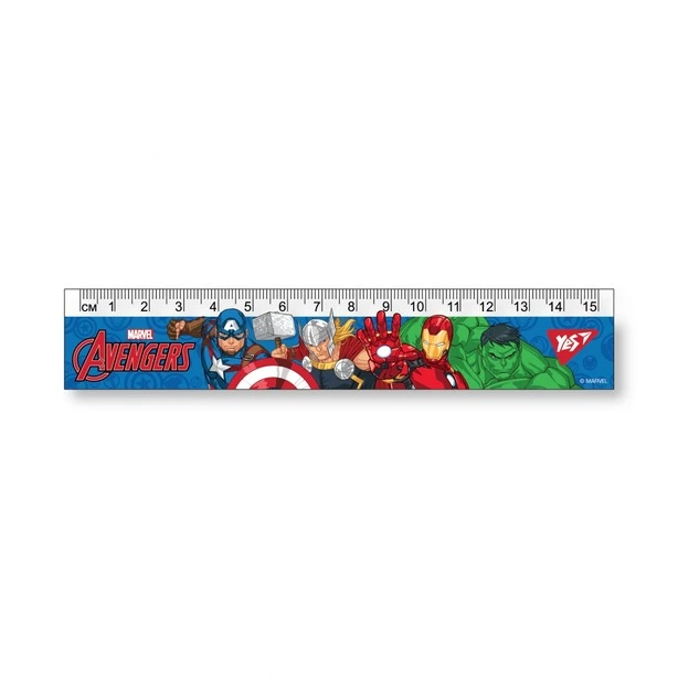 Лінійка YES Marvel.Avengers 15см пластик (370612)