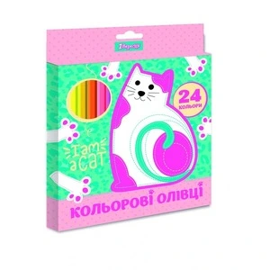 Олівці кольорові 1 Вересня  "I am a cat" 24  кольорів  (290625)