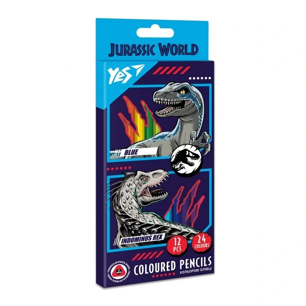 Олівці кольорові YES "Jurassic World" 12 шт. 24 кольорів  (290679)