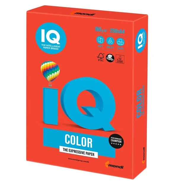 Папір кольорового IQ А4 160г/м2 інтенсив чорний B100 250арк. (A4.80.B100.250)