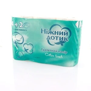Туалетний папір Ніжний дотик 2-х шаровий білий 4+2 рул на гільзі  (010855)