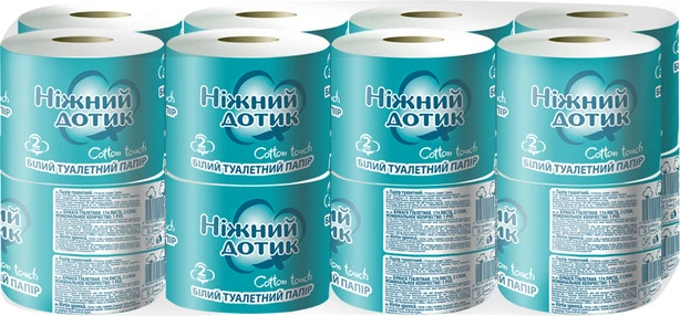 Туалетний папір Ніжний дотик 2-х шаровий білий 16рул/уп  на гільзі  (970862)