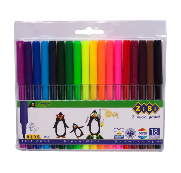 Фломастери ZiBi KIDS Line 18 кольорів (ZB.2803)