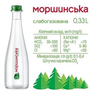 Вода мінеральна Моршинська слабогазована скляна пляшка 0,33 л (206 157). Фото 2