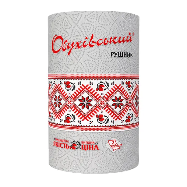 Рушник паперовий Обухів 2-х шарові 1рул/уп (837481)