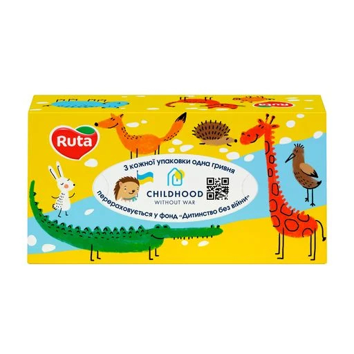 Серветки косметичні в пеналі Ruta Kids 155 шт білі 2-х шарові (3748422)
