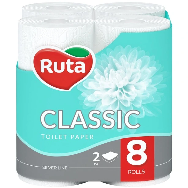 Туалетний папір Ruta Classic целюлозний 2-х шаровий 8 рул (740488)