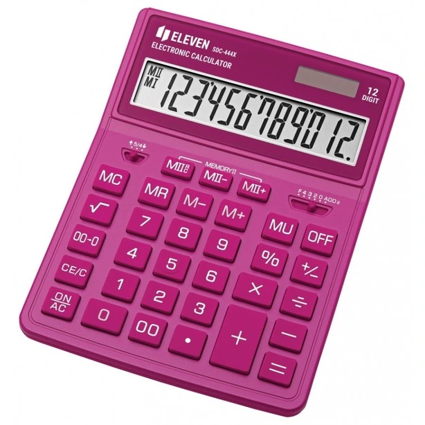 Калькулятор бухгалтерський Eleven SDC-444 XR-PK рожевий 12-и розрядний 153х199х30 мм (SDC-444XR-PK)