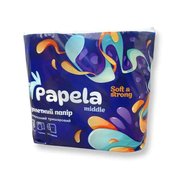 Рушники паперові Papela middle 2-х шарові 4 рул/уп білі (940037)