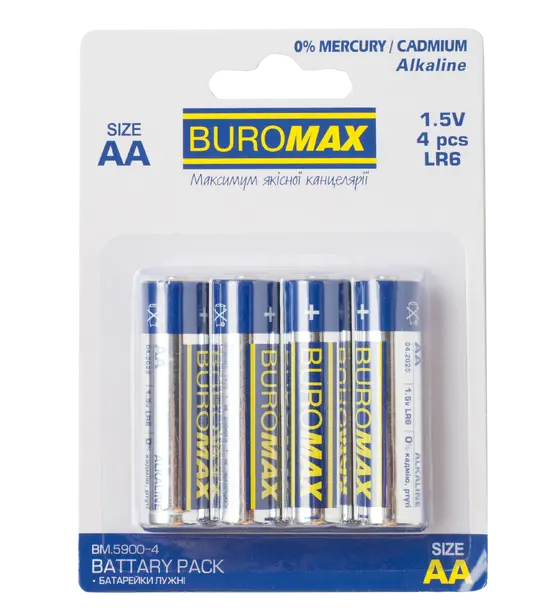 Батарейки Buromax LR06/AA  алкалайн 1.5V/2500 mAh 4 шт/уп. (BM.5900-4)