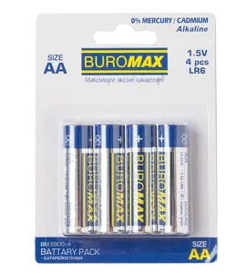 Батарейки Buromax LR06/AA  алкалайн 1.5V/2500 mAh 4 шт/уп. (BM.5900-4)