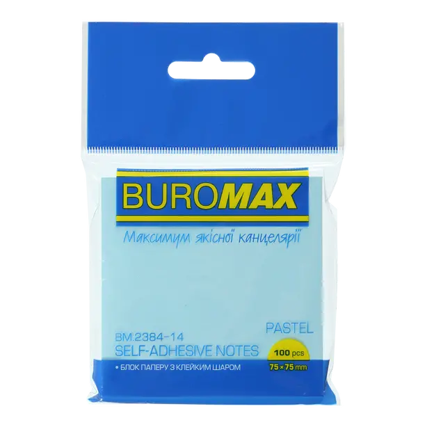 Стікер для нотаток Buromax 76х76мм 100арк. Pastel блакитний (BM.2384-14)