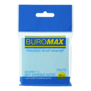 Стікер для нотаток Buromax 76х76мм 100арк. Pastel блакитний (BM.2384-14)