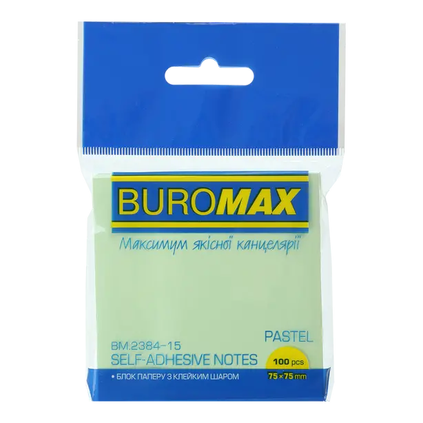 Стікер для нотаток Buromax 76х76мм 100арк. Pastel салатовий (BM.2384-15)