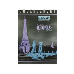 Зошит офісний Buromax METROPOLIS А6 48арк. пружина зверху клітинка м`яка палітурка фіолетовий (BM.24645101-07)
