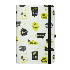 Зошит офісний TRENDY А5 96арк. клітинка тверда палітурка штучна шкіра на гумці біла (BM.255111-12)