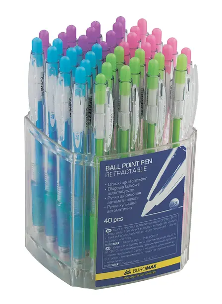 Ручка кулькова автоматична Buromax CRYSTAL PASTEL чорнило синє 0.7 мм пластик (BM.8210)