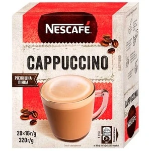 Напій кавовий NESCAFÉ® Cappuccino розчинний у стіках 20шт х 16г (47972)