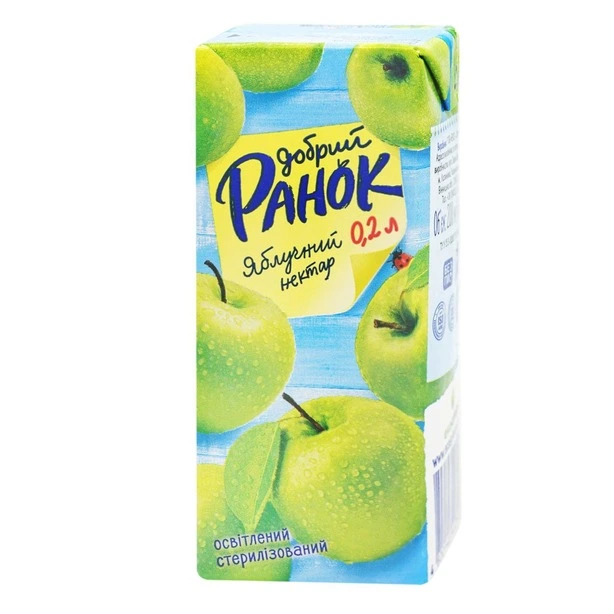 Сік нектар Ранок 0,2 л яблучний освітлений (441293)