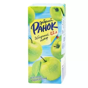 Сік нектар Ранок 0,2 л яблучний освітлений (441293)
