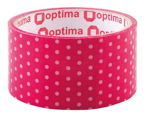 Скотч пакувальний Optima Dots 48мм х 20м рожевий (O45363)