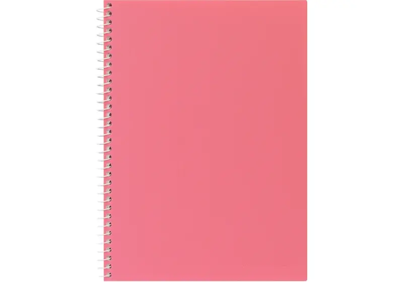 Блокнот А5, пластикова обкладинка (фактура тканина), бічна спіраль, 80 арк., клітинка, асорті пастел (E20307). Фото 5